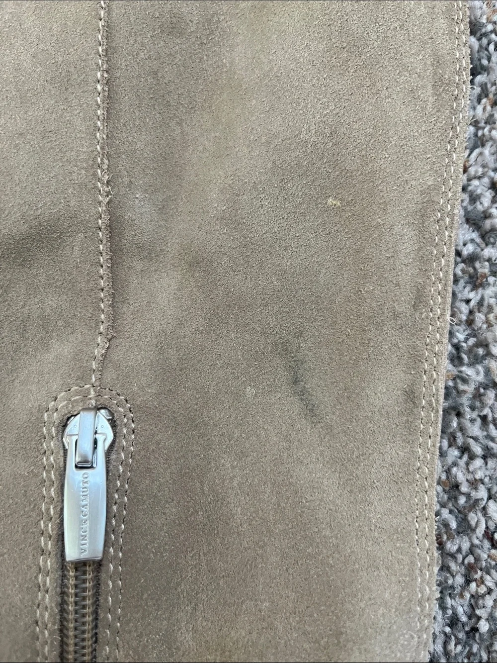Knee-High Suede Riding Boots in Taupe